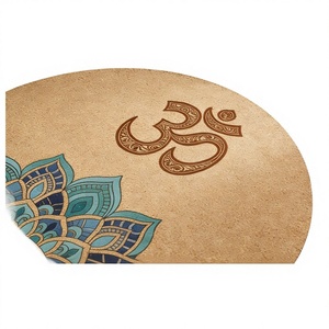 Tapete de Meditación Extra Grande Personalizable de Doble Cara Antideslizante y Ecológico, Tapete de <span class=keywords><strong>Yoga</strong></span> de Corcho Natural y Caucho de 140 CM - Product Image 3