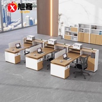Bureaux de bureau doubles écologiques et peu encombrants, poste de travail de bureau 2 places, table de bureau avec ensemble de chaises, avec cloison et rangement pour dossiers