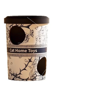 Rascador para gatos estilo villa de tres pisos con cartón corrugado grueso y resistente al desgaste para afilar las garras de las mascotas. - Product Image 3