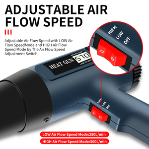 Temperatura variable ajustable BAJA/ALTA Velocidad <span class=keywords><strong>de</strong></span> flujo <span class=keywords><strong>de</strong></span> aire Potencia <span class=keywords><strong>2000</strong></span> vatios <span class=keywords><strong>Pistola</strong></span> <span class=keywords><strong>de</strong></span> <span class=keywords><strong>calor</strong></span> <span class=keywords><strong>Pistola</strong></span> <span class=keywords><strong>de</strong></span> aire caliente con pantalla digital LCD - Product Image 5