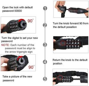 Gambar Baru Kunci Sandi Kawat Baja Skuter Elektrik Empat Gembok Kunci Kabel Anti-maling Kunci Cakram <span class=keywords><strong>Alarm</strong></span> Kata Sandi Keamanan Sepeda - Product Image 5