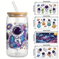 Autocollant personnalisable pour tasse 3D imprimé en relief UV DTF, film de transfert sans chaleur pour mug Libbey 16oz, fournitures en gros pour petites entreprises