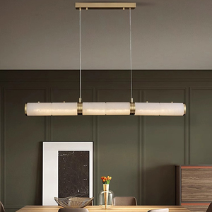 Lámpara Colgante Moderna de Lujo Española de Alabastro, Mármol Blanco, con Altura Ajustable para Sala de Estar o <span class=keywords><strong>Dormitorio</strong></span>, Forma Alargada - Product Image 1
