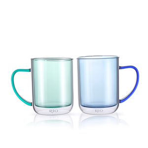 Juego de tazas de vidrio 2 piezas Mug RIO Verde y Azul BG21175GB - Product Image 2