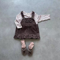 Nouvelle arrivée : Robe trapèze douce en velours côtelé à motif floral, style coréen et occidental, pour bébés et petites filles