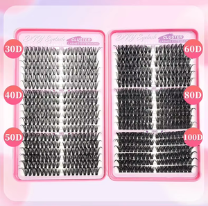 Extensions de cils <span class=keywords><strong>Manga</strong></span> 36 rangées 648 bouquets, mixtes 30D 100D, effet féerique aérien, cils segmentés en plateau, livre de cils - Product Image 2