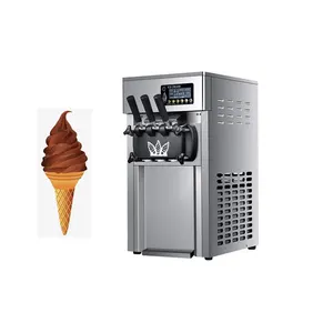 软冰淇淋机6L冰淇淋粉带大料斗预冷和水果软冰淇淋机