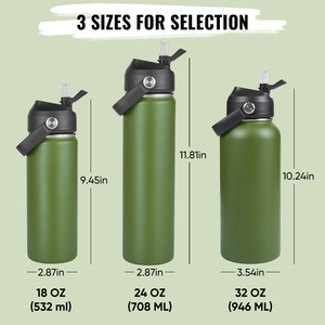 Juego de 12 Botellas de Agua con Aislamiento al Vacío de Acero Inoxidable de 18 oz con Pajita, Taza Térmica de 24 Horas para Senderismo, Viajes al Aire Libre, para Adultos - Product Image 6