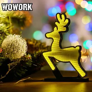 مصابيح نيون عملاقة WoWORK لعيد الميلاد المبارك في الهواء الطلق 2024 بإضاءة led مرآة بحروف الأبجدية مستلزمات تزيين