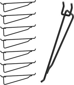 <b>Black</b> pegboard <b>Shelf</b> <b>Bracket</b> 8PC Set Hooks & Rails Pegboard Mounted <b>Black</b> Color Industrial Style Different Sizes Vietnam Origin - Product Image 1