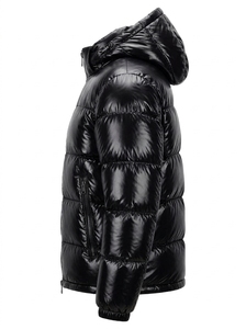 Veste matelassée à capuche marron pour homme, coupe-vent, fermeture éclair, coupe classique, manteau d'hiver en duvet, couleur unie, style décontracté - Product Image 4