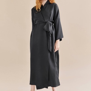 BODHANA Custom logo Solid Satin Long Femme Designer Bath Robe Luxury <strong>Wholesale</strong> Kimono Imitated Silk Women Robe - Product Image 2