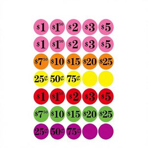 Etiquetas de Precio Redondas Autoadhesivas en Rosa, Naranja, Amarillo, Rojo, Verde y Morado para Empaquetado Comercial, Etiquetas de Papel Duraderas - Product Image 3
