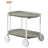 Table d'appoint de canapé en forme de lune, chariot de style nordique crème pour salon, table basse mobile avec étagère de rangement, fabriquée sur mesure par le fabricant