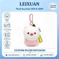 Porte-clés en peluche cochon rose mignon, pendentif de sac en peluche de dessin animé, mousqueton rose, corde colorée, décoration de sac à dos