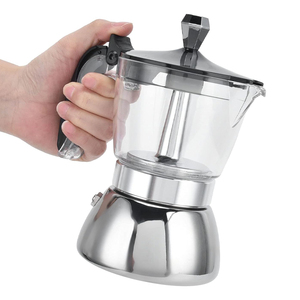 Cafetière Expresso <span class=keywords><strong>Moka</strong></span> Pot Accessoires pour Cuisine Usage Domestique Cafetière <span class=keywords><strong>Moka</strong></span> Pot en Acier Inoxydable Acrylique 4 Tasses - Product Image 2