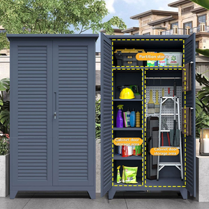 Armario <span class=keywords><strong>de</strong></span> Almacenamiento para Exteriores Resistente a la Intemperie, Antioxidante, con Puerta con Rejillas, Estante <span class=keywords><strong>de</strong></span> Almacenamiento para el Hogar - Product Image 6