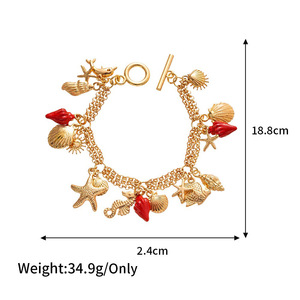 Pulsera de moda de aleación antigua de alta calidad al por mayor para Europa Estados Unidos Fishtail Marine Holiday Wind Drop Oil Pearl Pendant - Product Image 6