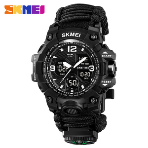 Montre homme SKMEI Outdoor Climbing <span class=keywords><strong>1155B</strong></span>, bracelet en corde, mouvement analogique-numérique, chronomètre, alarme, résistance à l'eau 5 BAR - Product Image 3