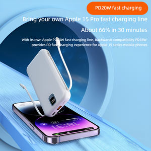 Câbles intégrés <span class=keywords><strong>Batterie</strong></span> externe 10000mah USB-C banque d'alimentation portable - Product Image 3