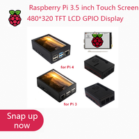 Pantalla táctil TFT LCD de 3.5 pulgadas para Raspberry Pi 3, monitor con resolución de 480*320, carcasa de ABS y ventilador de refrigeración para Raspberry Pi 4 Modelo B, 3B+ y 3B