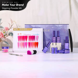 Kit de poudre à tremper pour ongles Hanyinails Premium, personnalisable OEM, 14 pièces, 4 couleurs, séchage à l'air, sans lampe UV - Product Image 1