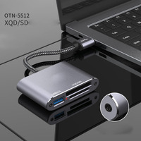 Pembaca kartu logam eksternal USB 3.0, cocok dengan kartu SD XQD XD Tipe C