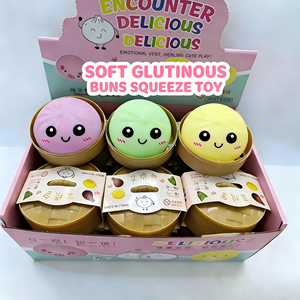 Juguete Antiestrés de Rebote Lento con Forma de Bollo al Vapor Realista y Expresión Divertida para Niñas y Niños, Juguetes Sensoriales para Escritorio de Oficina - Product Image 1