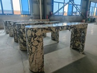 Table console en marbre Calacatta Viola au design moderne, personnalisable par le fabricant, 1300*350*750mm, 65KG, poids léger, pierre naturelle