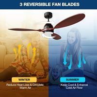 Ventilateur de plafond en bois massif télécommandé intelligent avec éclairage pales en bois massif et réversible pour l'été et l'hiver 6 vitesses