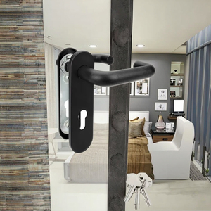Modern European Bedroom Matt <strong>Black</strong> Wooden <strong>Door</strong> Lever Handle and <strong>Knobs</strong> Factory Wholesale - Product Image 4