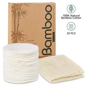 Removedor de maquiagem dos olhos, pano lavável de bambu para limpeza, reutilizável, lavável