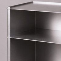 Table console moderne en aluminium argenté, faite à la main, base en acier inoxydable, facile à nettoyer, durable - KINNO pour salon, chambre, appartement