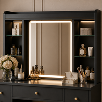 Table de maquillage moderne en bois sur mesure avec miroir et tiroirs de rangement, meubles de chambre à coucher
