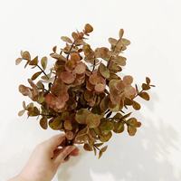 Plante Artificielle 5 Branches d'Eucalyptus, Feuilles de Monnaie, Composition Florale d'Auditorium de Style Européen, Bonsaï Plante aux Couleurs Automnales