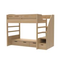 Cama Alta de Madera Maciza Personalizable con Escalera y Cajones de Almacenamiento, Cama Resistente para Niños con Área de Juego para Dormitorio o Apartamento Pequeño