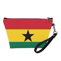 Pochette de voyage pour maquillage imprimée UV avec le drapeau national du Ghana, idéale pour les voyages, l'organisation de la coiffeuse et la vente au détail