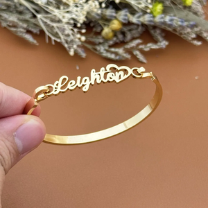 Braccialetto personalizzato con nome del bambino, placcato <span class=keywords><strong>oro</strong></span> 18 carati, braccialetto per bambini, gioielli personalizzati, regalo di compleanno fatto a mano - Product Image 4