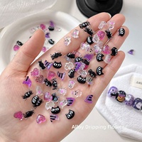 Breloques d'ongles 3D en résine mignonnes pour Halloween, 50 pièces par sachet, motifs chapeau magique et fantôme cœur de dessin animé pour décorations DIY d'art des ongles