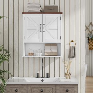 Armoire murale <span class=keywords><strong>de</strong></span> <span class=keywords><strong>salle</strong></span> <span class=keywords><strong>de</strong></span> <span class=keywords><strong>bain</strong></span> style ferme en MDF, gain <span class=keywords><strong>de</strong></span> place, avec portes battantes, <span class=keywords><strong>rangement</strong></span> mural blanc pour <span class=keywords><strong>salle</strong></span> <span class=keywords><strong>de</strong></span> <span class=keywords><strong>bain</strong></span>, armoire à pharmacie - Product Image 3