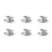 Ensemble de 6 tasses à expresso en porcelaine avec soucoupes 10 cl (3,4 fl oz) Design classique Ensembles de café Elisa Rococò par Excelsa