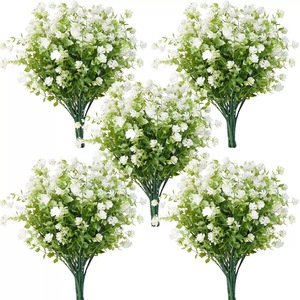 Feuilles et fleurs d'eucalyptus artificielles, toucher réel, résistantes à l'eau, résistantes aux UV, écologiques, herbe d'anniversaire, vente en gros - Product Image 1
