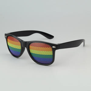 2024 unisexe lunettes de soleil arc-en-ciel sténopé conception blanc plastique vert jaune Logo fête couleur violet bleu rose PC rouge promotionnel - Product Image 1