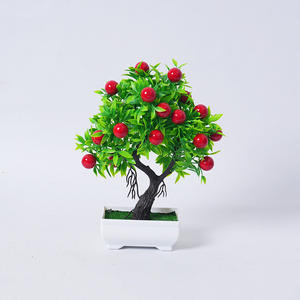 Bonsái <span class=keywords><strong>de</strong></span> 16 mallas decorativas para interiores, paisaje <span class=keywords><strong>de</strong></span> frutas verdes artificiales, <span class=keywords><strong>planta</strong></span> en maceta <span class=keywords><strong>de</strong></span> fruta <span class=keywords><strong>de</strong></span> la suerte con pequeño adorno para Pascua - Product Image 3