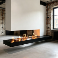 Cheminée murale de luxe à bioéthanol pour hall d'hôtel, avec flamme réelle, fonction de chauffage décorative et brûleur réglable, conception de sécurité