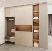 Meuble de rangement pour chaussures en bois moderne et luxueux sur mesure pour entrée d'hôtel