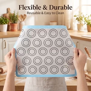 Plaque <span class=keywords><strong>de</strong></span> cuisson en silicone <span class=keywords><strong>de</strong></span> qualité alimentaire avec marquage <span class=keywords><strong>macaron</strong></span>, antiadhésive, réutilisable, logo personnalisé - Product Image 5
