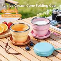 Bouteille d'eau pliable en silicone de qualité alimentaire Sweet Cone Cup, portable, pour le camping en plein air, tasse macaron