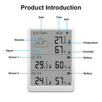 Station météo intelligente WIFI avec compatibilité avec l'application Tuya Smart Life, RF433MHZ, utilisation en extérieur et en garage, capteur de température et d'humidité