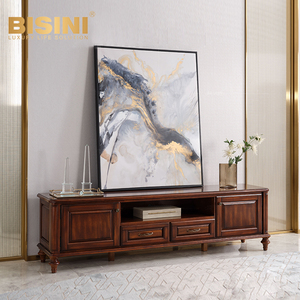 Vintage American-Style Solid <strong>Wood</strong> 4 Drawer and Glass <strong>TV</strong> <strong>Cabinet</strong> with Storage for Small Apartment Suite Living Room - Product Image 6